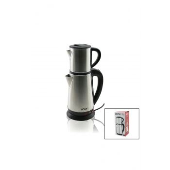 ELEKTRİKLİ ÇAY MAKİNESİ ÇAYCI SET 1.8LT SU ISITICI PLS.+ 0.8LT DEMLİK ÇELİK TABAN 1800W 360 DERECE G
