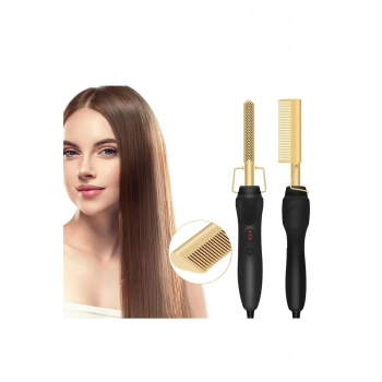2 in 1 Elektrikli Isıtma Tarak Saç Düzleştirici Bigudi Islak Kuru Saç Fırçası Saç Şekillendirici Eg