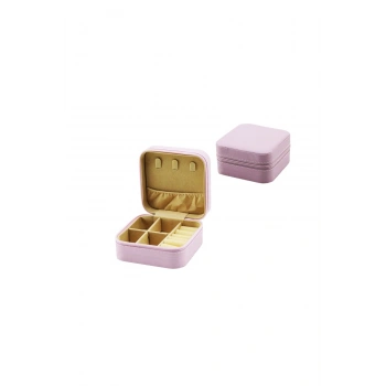 MİNİ FERMUARLI TAKI KUTUSU - ÇANTA SUNİ DERİ 4 BÖLME+6 YÜZÜKLÜK+3 KÜPELİK+FİLE =10X10CM - Y:5CM (532