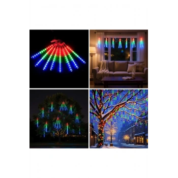 10'lu 45 CM Uzunluğunda Plastik Meteor 2m Kablo LED USB RGB Ağaç Işığı – Renk Değiştiren As