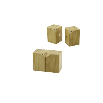 5X5CM--Y:7CM 2PCS MIKNATISLI İKİZ AHŞAP BAMBU BAHARATLIK - TUZLUK (5324)