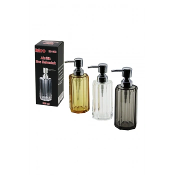 UZUN SEKİZGEN ŞEFFAF - RENKLİ AKRİLİK - MİKA KRİSTAL SIVI SABUNLUK 200ML (5324)