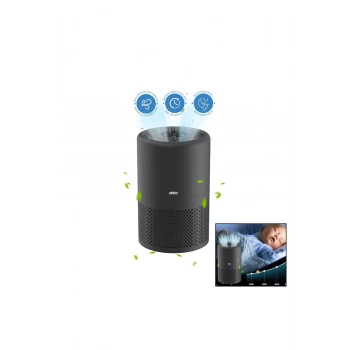 GRİ HAVA TEMİZLEME CİHAZI OTOMATİK FAN 3 KADEME FİLTRELEME LED AYDINLATMA SESSİZ UYKU MOD SAP-5507 (