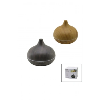 AHŞAP DESENLİ 500ML FİŞ ŞARJLI - KUMANDALI - LED IŞIK HALKASI HAVA NEMLENDİRİCİ BUHAR MAKİNE - KOKU