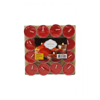 16 PARÇA KIRMIZI TEA LİGHT YUVARLAK MUM (5324)