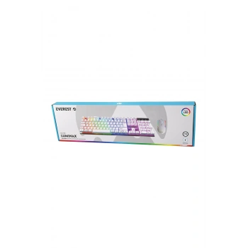 BEYAZ GÖKKUŞAĞI IŞIKLI USB KABLOLU OYUNCU KLAVYE - MOUSE SET (5324)
