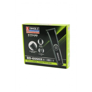 SAÇ SAKAL KESME - TRAŞ MAKİNESİ FİŞ ŞARJLI=LED GÖSTERGE AYARLI BIÇAK=0.1-05MM RD-6050X G-POWERG-PLUS