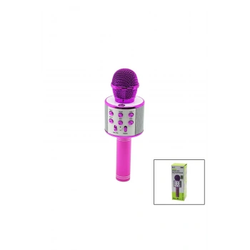 WİRELESS MİKROFON KARAOKE - HOPARLÖR USB ŞARJLI USB - TF - AUX RENKLİ KROM KAPLAMA PİL:800mAh - DC 5