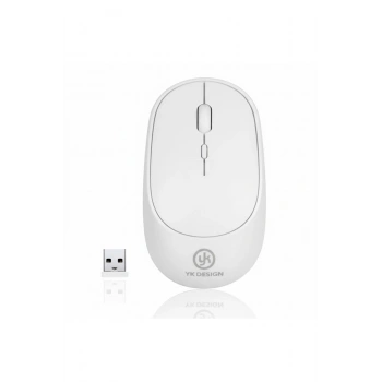 Beyaz Renkli Ergonomik Sessiz Kablosuz Mouse – USB Alıcılı, Ofis ve Oyun İçin Konforlu Bilgisayar Fa