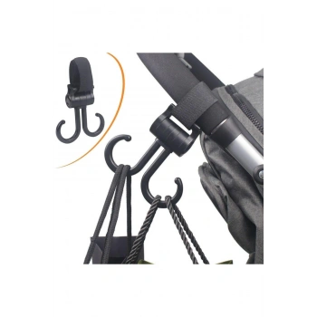 2li Bebek Arabasına Uyumlu Cırtlı Eşya Taşıma Aparatı 360 Derece Dönebilen Plastik Kanca (5324)