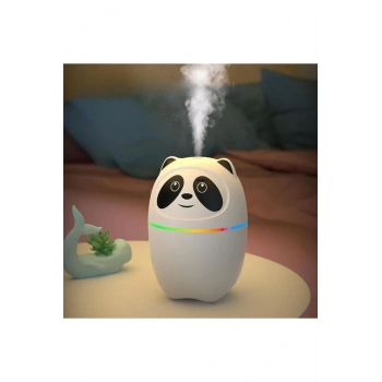 Sevimli Panda Figürlü Hava Nemlendirici – Ultrasonik Soğuk Buhar Makinesi, LED Işıklı Masaüstü Oda N