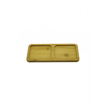 DİKDÖRTGEN - 2 BÖLMELİ - 10X19.5CM AHŞAP BAMBU YAĞDANLIK ALTLIK (5324)