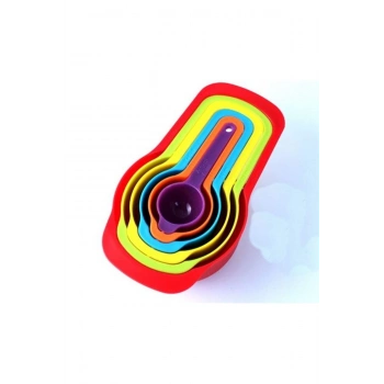 Pratik Ölçü Kaşığı Kabı 5'li Şeker Baharat Sıvı Ölçer Aparat (5324)