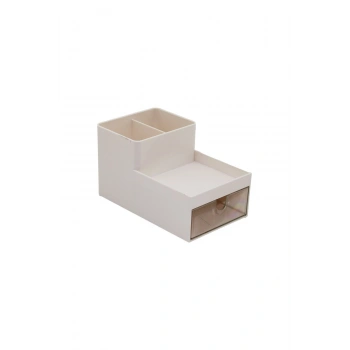 TEK ÇEKMECELİ + 3 BÖLMELİ PLASTİK MAKYAJ - TAKI ORGANİZER 16X9.5CM - Y: 5--9.5CM (5324)