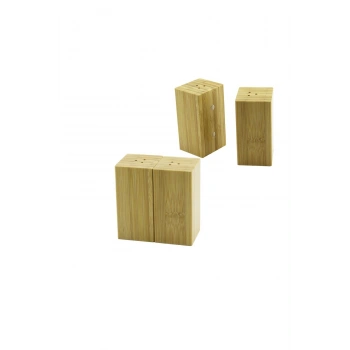 4.5X5CM--Y:9CM 2PCS MIKNATISLI İKİZ AHŞAP BAMBU BAHARATLIK - TUZLUK (5324)