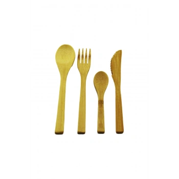 4PCS AHŞAP BAMBU MUTFAK SETİ 2 KAŞIK - ÇATAL - BIÇAK (5324)