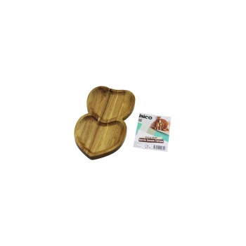 AKASYA KALPLİ 2 BÖLMELİ AHŞAP SERVİS SUNUM TEPSİ - TAHTASI 25 X 14 X 1.4CM (5324)