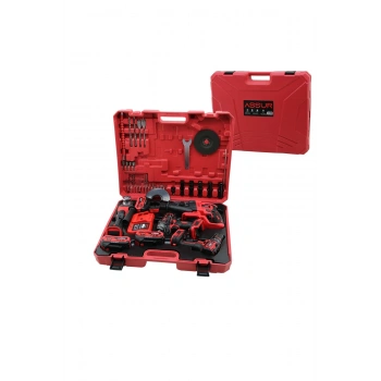 4PCS USTA ELEKTRİKLİ ALET SETİ ŞARJLI=21V MATKAP - VİDALAMA - SPRAL TAŞLAMA - SOMUN PLASTİK ÇANTALI