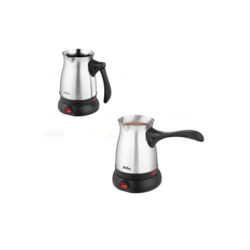 ÇELİK ELEKTRİKLİ CEZVE TÜRK KAHVE MAKİNESİ - 6FİNCAN=500ML 360 DERECE KABLOSUZ KULLANIM 600W SCM-299