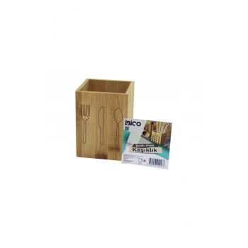 KÜÇÜK KARE=9X9CM AHŞAP BAMBU KAŞIKLIK ORGANİZER (5324)