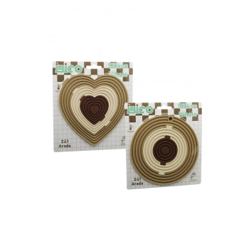 3İN1= BÜTÜN - 3 BOYA AYRILIR SİLİKON MAT - NİHALE KALPLİ=7.7-12.5-19CM YUVARLAK=7-12.5-19.5CM