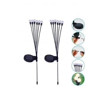 2 Adet Güneş Enerjili Plastik Bahçe Lambası – LED Dış Mekan Top Aydınlatma, Otomatik Açılıp Kapanan