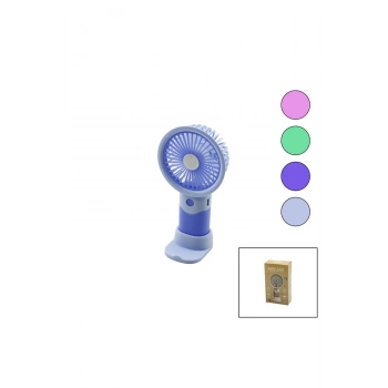 USB ŞARJLI MİNİ EL FANI ÇAP:8.4 - Y:16CM SABİT BAŞLIK 3-KADEME HIZT ELEFONLUKLU MASAÜSTÜ AYAK VANTİL