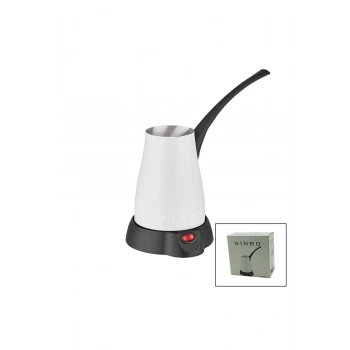 BEYAZ ELEKTİRKLİ CEZVE TÜRK KAHVE MAKİNESİ 5 FİNCAN - 400ML HAZNE PASLANMAZ ÇELİK 360 DERECE DÖNEBİL