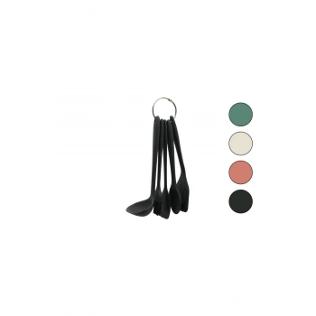 5PCS MİNİ=20-21CM RENKLİ SİLİKON MUTFAK SERVİS SETİ KAŞIK - KEPÇE - YAN - DELİKLİ SPATULA - Y.FIRÇAS