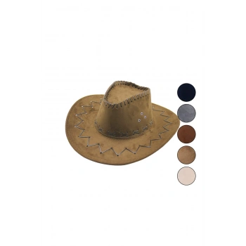 SUNİ DERİ ZİGZAG - X DESEN ERKEK FOTER KOVBOY ŞAPKA (5324)