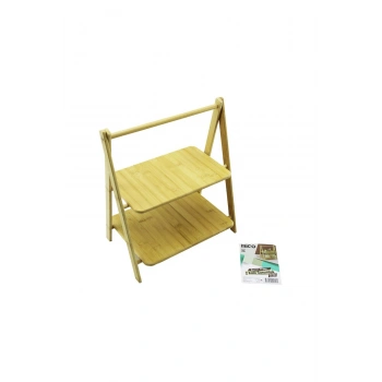 STAND - AYAKLI 2 KATLI AHŞAP - BAMBU SERVİS SUNUM TAHTASI 18X28CM -- 22X28CM (5324)