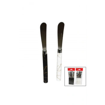 5 PARÇA UZUN KAHVALTI BIÇAK - MERMER DESEN SAPLI 16.5 cm (5324)