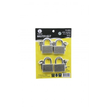 TUDOR TD-MS4 MASTER 4PCS JOKER ANAHTARLI=TEK ANAHTARLA 4 KİLİT AÇ 60MM - GRİ KISA KANCALI ÇELİK ASM
