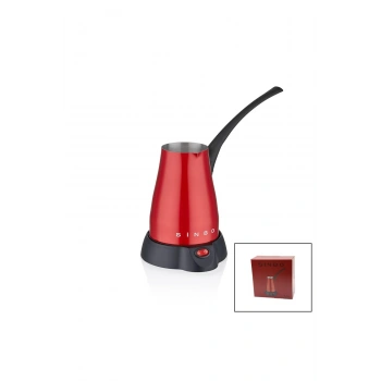 KIRMIZI ELEKTİRKLİ CEZVE TÜRK KAHVE MAKİNESİ 5 FİNCAN - 400ML HAZNE PASLANMAZ ÇELİK 360 DERECE DÖNEB