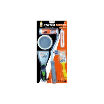 5PCS BOYACI - NALBUR SET SPATULA - KESTİRME FIRÇA - YEDEK RULO - BANT - 10CM FIRÇA (5324)