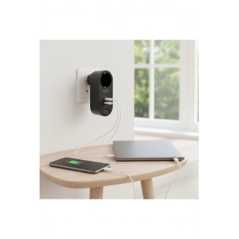 2 USB,1 TYPE-C Girişli 1'li Çocuk Korumalı,Isıya Karşı Dayanıklı 2500Watt Termal Akım Korum