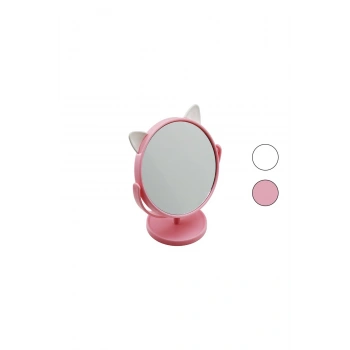 6 İNÇ - 15CM - YUVARLAK KULAKLI RENKLİ PLASTİK MAKYAJ AYNASI AYAKLI (5324)