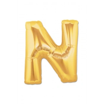 N Harf Folyo Balon Altın Renk 40 inç (5324)