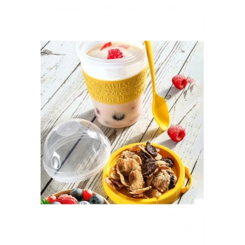 Taken Go Kapaklı Kaşıklı Pratik Taşınabilir Meyveli Yoğurt Kabı (5324)