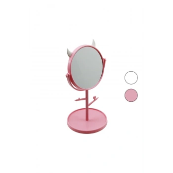 6 İNÇ - 15CM YUVARLAK - BOYNUZLUTAKI ASKILIKLI MAKYAJ AYNASI RENKLİ PLASTİK TAKILIK SEPETLİ=15CM (5