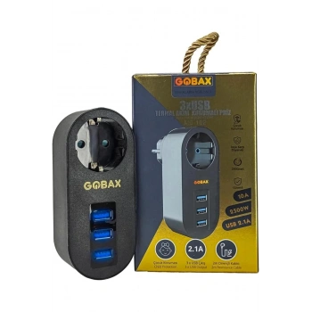 Gobax Termal Akım Korumalı Akıllı Priz 3xusb Li, Çocuk Korumalı, Led Işıklı, Yüksek Isıya Dayanıklı
