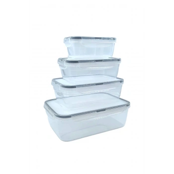 4lü İç İçe Sızdırmaz Contalı Kilitli Kapaklı Plastik Erzak Saklama Kapları LC315 (5324)