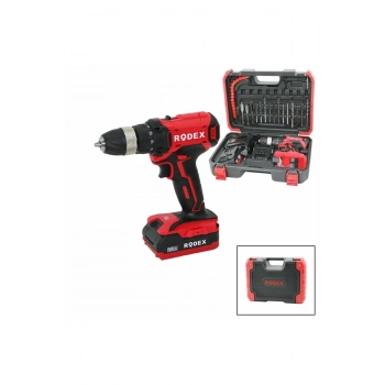 2 KADEME HIZ - VİTES ŞARJLI=ÇİFT BATARYA 17PCS UÇLU MATKAP 0-350 / 0-1350 RPM 21V/2.0A LI-ION RDX-33