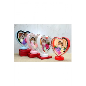 Kişiye ��zel Fotoğraf Alanlı Kalpli Led Çerçeve Model 2