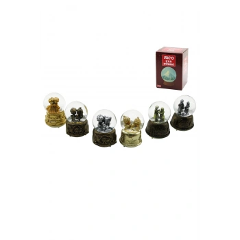 ORTA BOY - 8CM PİLLİ - IŞIKLI MÜZİKLİ KAR KÜRESİ CAM ESKİTME İNSAN FİGÜRLÜ - DESEN MİX RENKLİ HERHAN