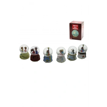 ORTA BOY - 8CM PİLLİ - IŞIKLI MÜZİKLİ KAR KÜRESİ CAM İNSAN FİGÜRLÜ - DESEN MİX RENKLİ HERHANGİ BİR T