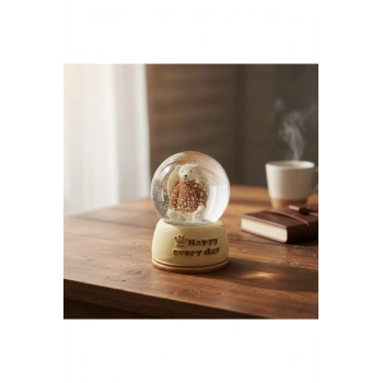 Pilli Işıklı Müzikli Kar Küresi–Sevimli Ayıcık Figürlü Eğlenceli Masaüstü Biblo, LED Aydınlatmalı De