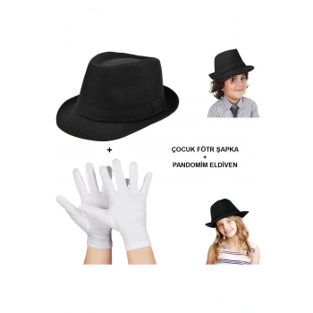 Çocuk Sahne Seti – Gösteri Fötr Şapka ve Eldiven
