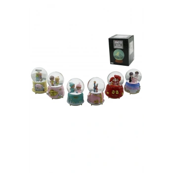 BÜYÜK BOY - 10CM PİLLİ - IŞIKLI MÜZİKLİ KAR KÜRESİ CAM İNSAN FİGÜRLÜ - DESEN MİX RENKLİ HERHANGİ BİR