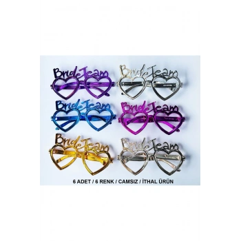 Kalpli Bride Team Gözlük Seti 6 Renk - Kına &amp; Düğün Partileri İçin (5324)